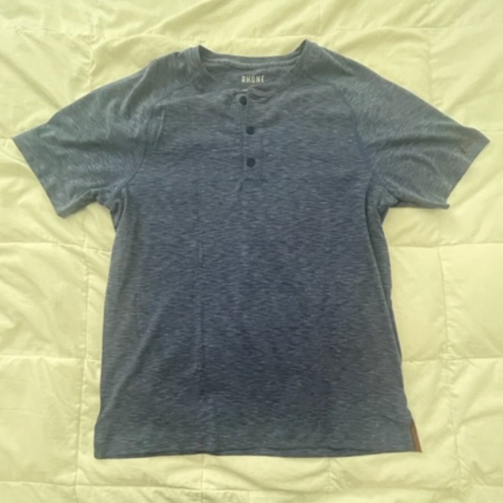 Rhone Space Dye Henley - Short Sleeve - Blue